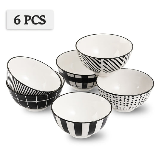 6pcs Microwave and Dishwasher Safe Japanese Porcelain Dessert Bowls Set - 4.75 Inch Ceramic Small Bowls, 10oz - Ideal for Family Gatherings, Parties, and Gift Giving