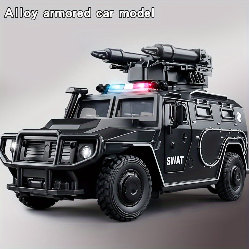 SWAT Armored Buggy Model - 124 Scale Pullback Police Vehicle Toy for Kids