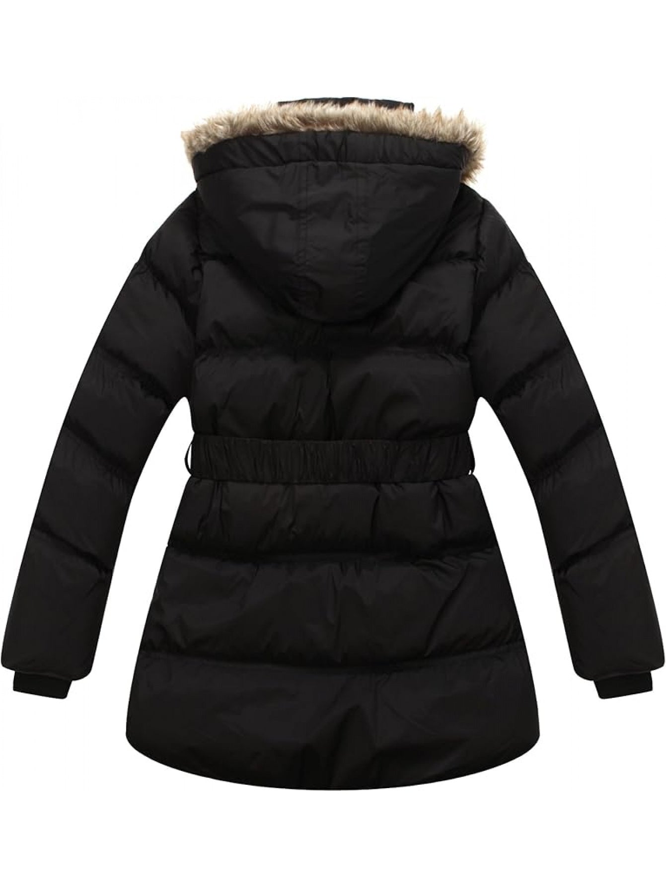 Cozy & Stylish Girls' Hooded Puffer Jacket - Soft, Warm Polyester with Mesh Lining, Machine Washable - Perfect for All Seasons