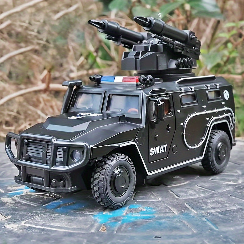 SWAT Armored Buggy Model - 124 Scale Pullback Police Vehicle Toy for Kids