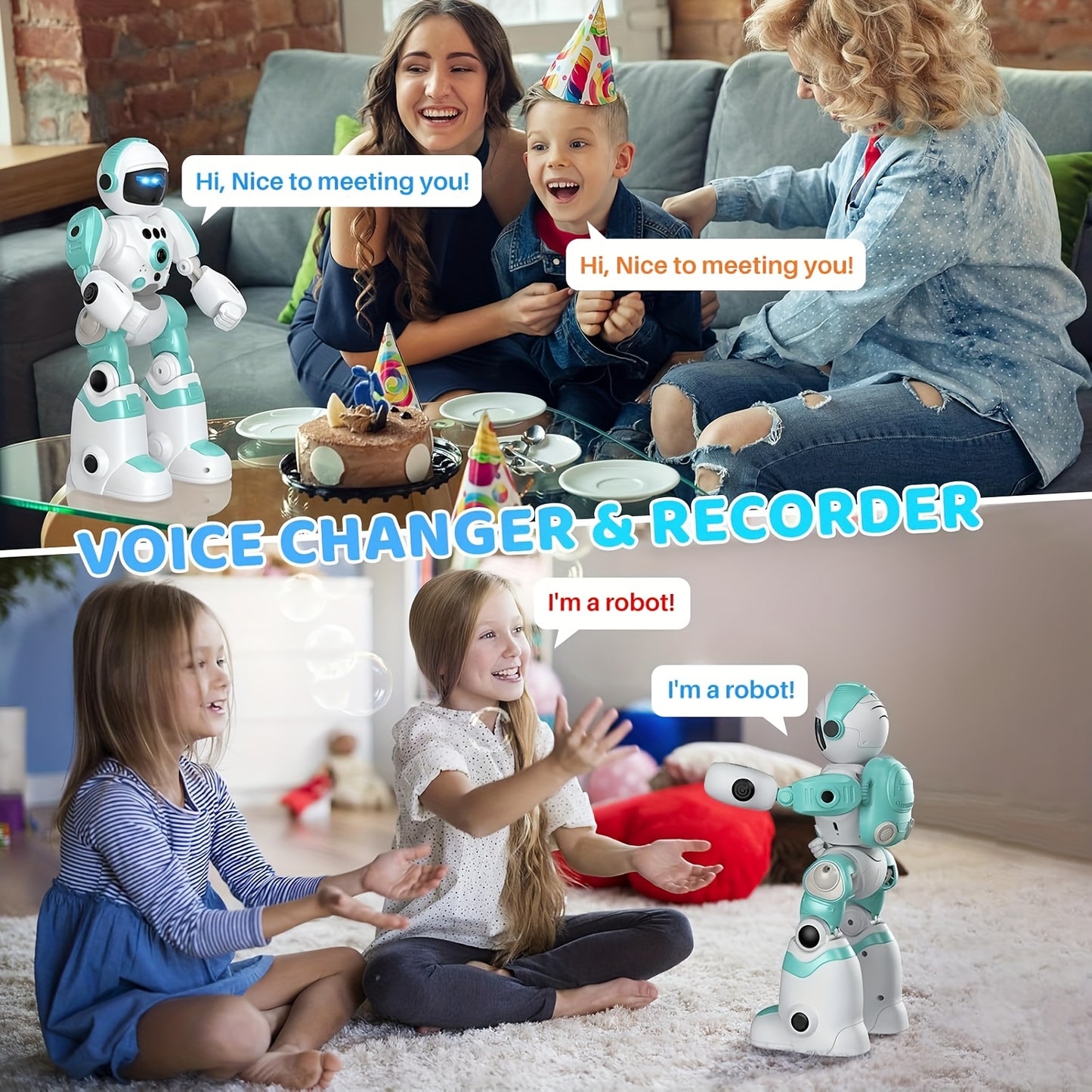 Interactive Robot Toy with Remote Control - Programmable Voice Recording Dance Gestures - USB Rechargeable Durable ABS - Great Gift for Kids