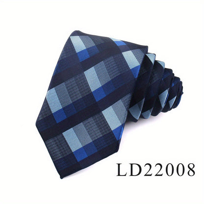 [One Classic Plaid Necktie Woven] Classic Plaid Jacquard Men's Necktie - Fashionable Polyester, Perfect for Weddings & Business Suits, Woven, Neck Tie