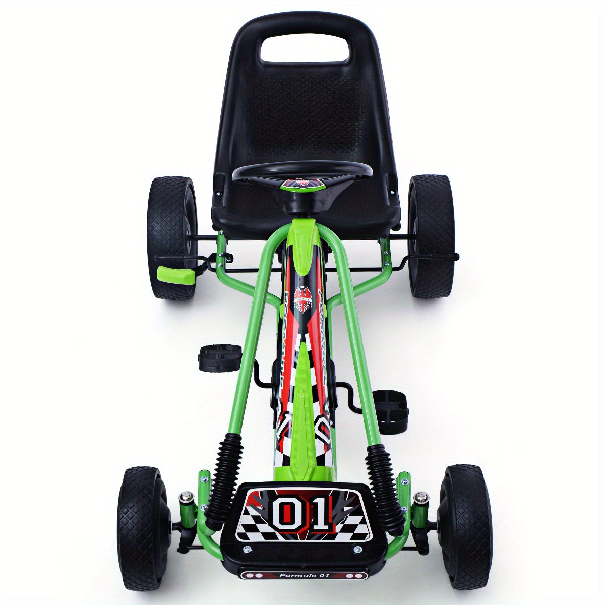 Kids Pedal Go Kart - 4 Wheel Adjustable Green Toy