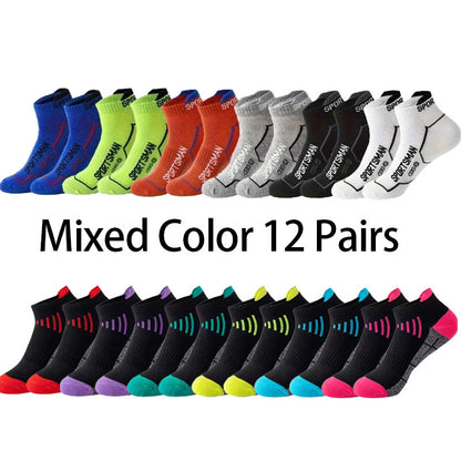 [12 Pairs Sweat Absorbent Running Socks] 12/ 24 Pairs Summer Breathable Sweat Absorbent Tyr Does Not Wear Feet Professional Running Fitness Socks