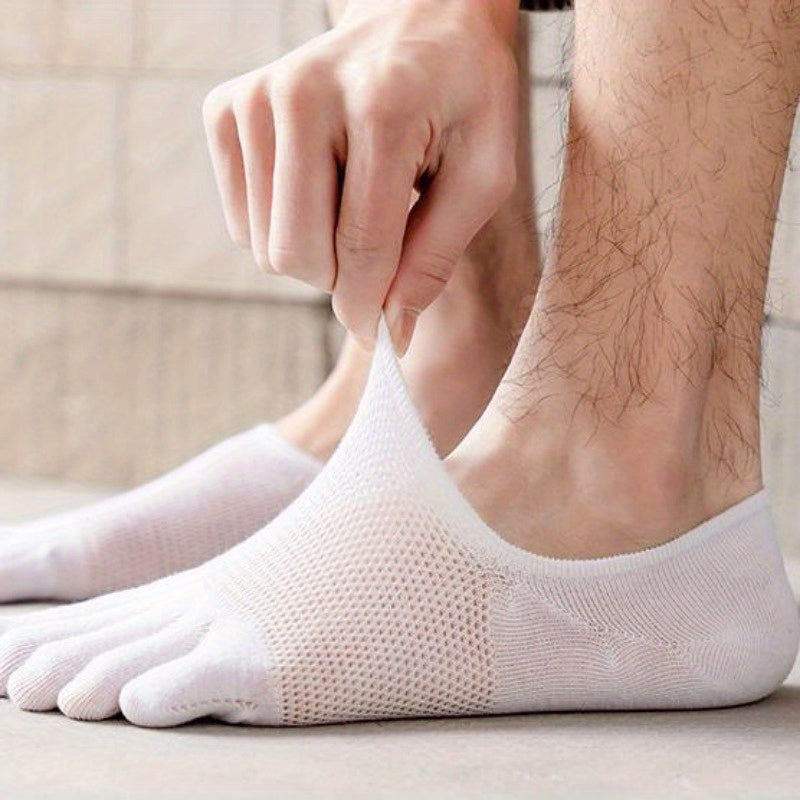 [5 Pairs Breathable Mesh Socks] 5 Pairs Thin Mesh Breathable and Sweat-absorbing Five Finger Socks