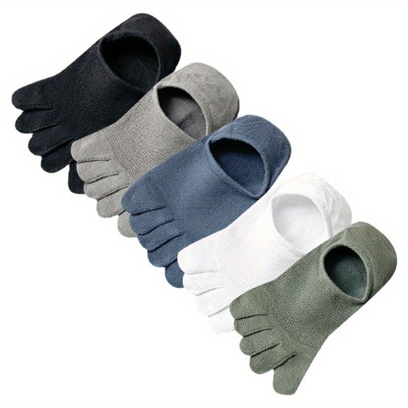 [5 Pairs Breathable Mesh Socks] 5 Pairs Thin Mesh Breathable and Sweat-absorbing Five Finger Socks