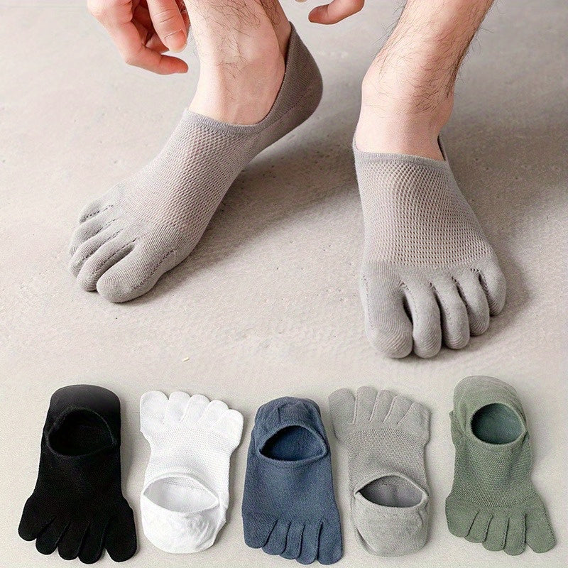 [5 Pairs Breathable Mesh Socks] 5 Pairs Thin Mesh Breathable and Sweat-absorbing Five Finger Socks