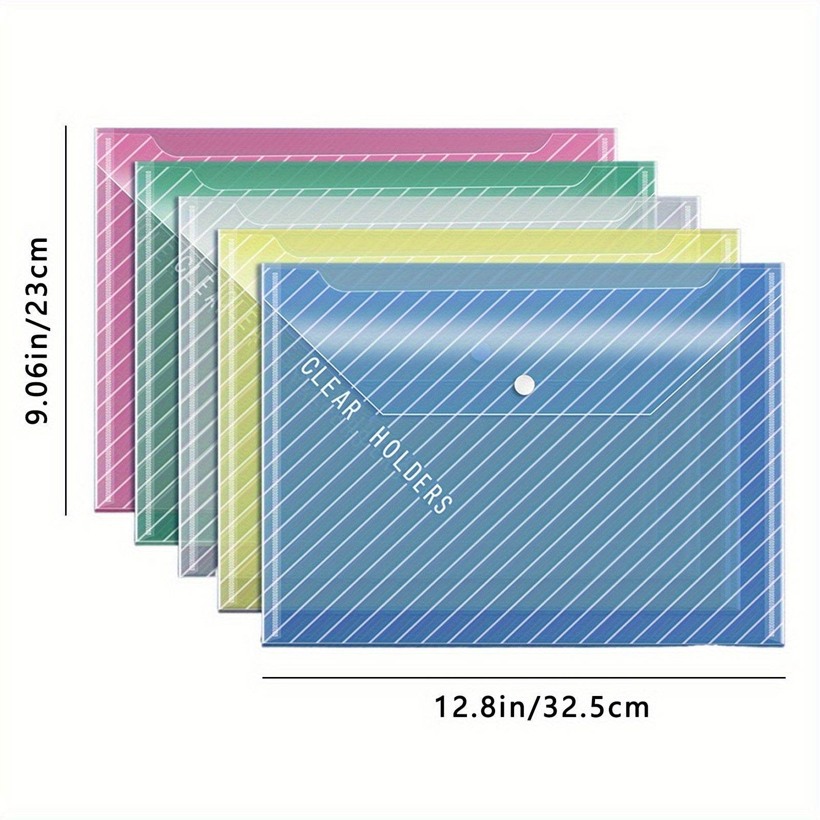 30pcs Clear A4 File Bags with Vibrant Multi-Color Tabs - Durable, Water-Resistant Plastic File Jackets & Pockets with Button Closure - Perfect for Office, School, and Home Organization - ZOOMNSTORE