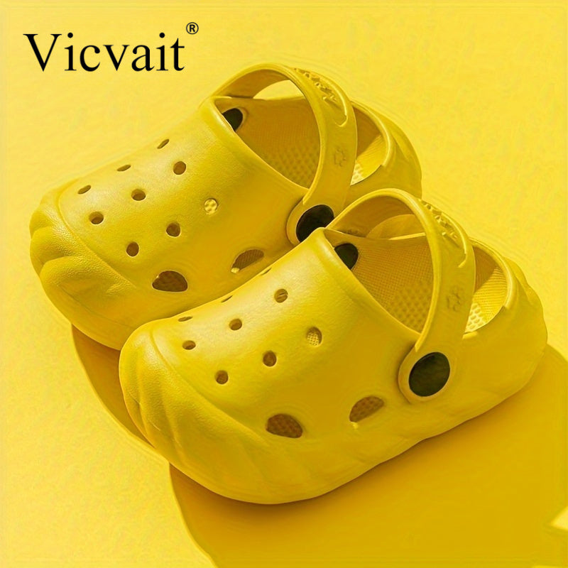 Vicvait Youngsters' Ultra-Comfortable Clogs & Sandals - Featherweight, Ventilated with Anti-Slip Soles - Perfect for Summer Garden Adventures, Available in Blue, Pink, and Yellow, Sandals for Summer