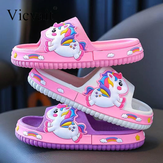 Childrens Non-Slip Summer Slippers - Soft Indoor Shower Shoes for Boys and Girls