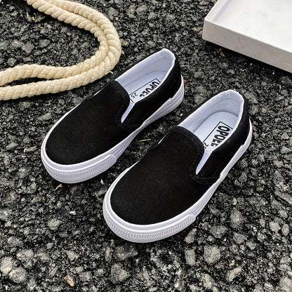 White Skateboarding Shoes - Slip-On Canvas Sneakers for Kids