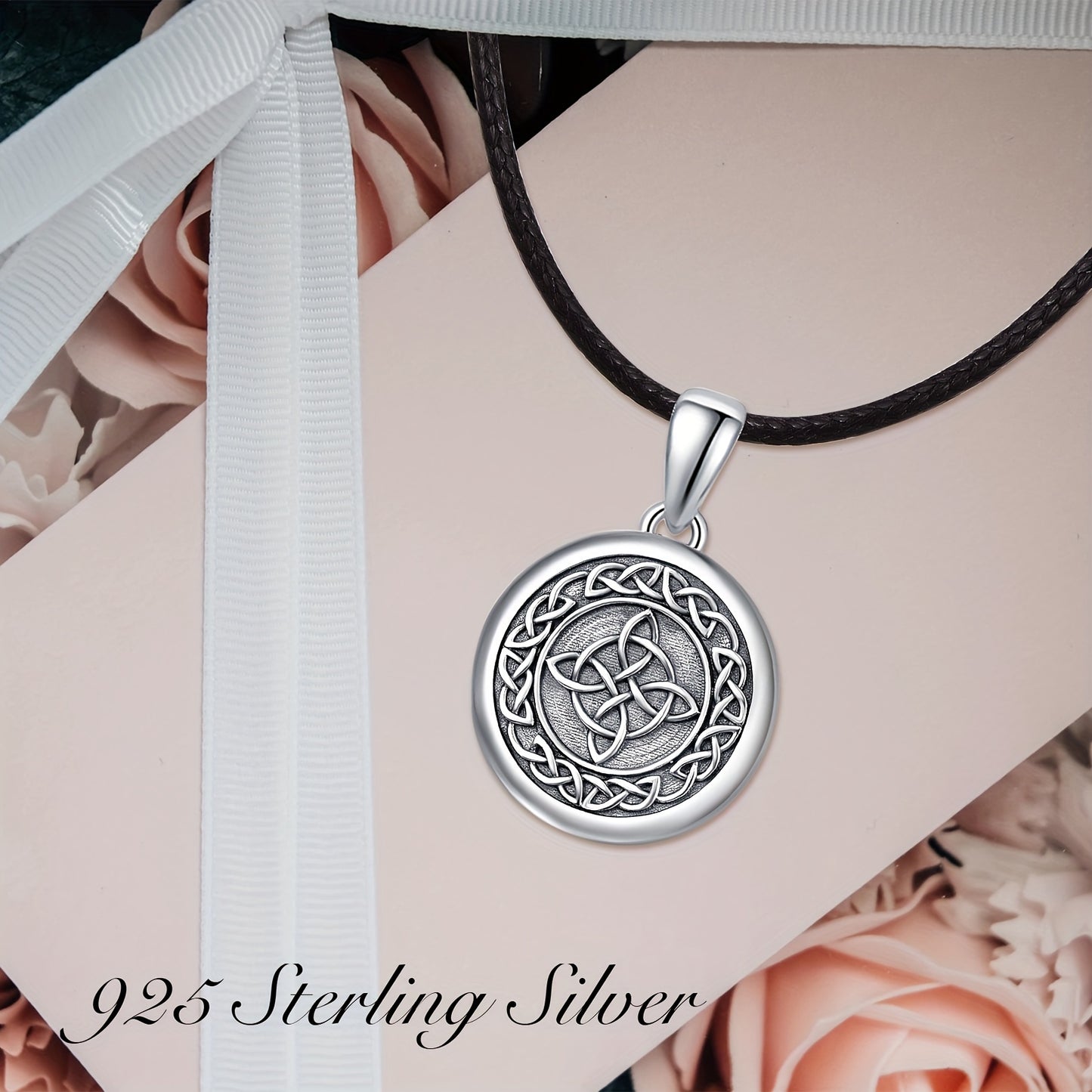 Celtic Knot Photo Locket Necklace - S925 Sterling Silver Pendant for Men  Women