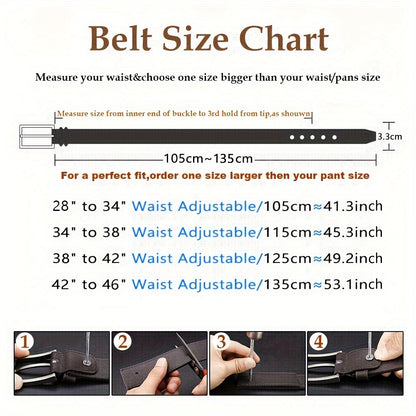 2PC YOORAN Mens Formal Wear Belt-Leather Single Pin Buckle Belt1 3/ 8 - Suitable for Men's Suits, Jeans, Uniforms