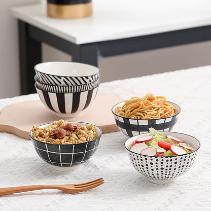 6pcs Microwave and Dishwasher Safe Japanese Porcelain Dessert Bowls Set - 4.75 Inch Ceramic Small Bowls, 10oz - Ideal for Family Gatherings, Parties, and Gift Giving