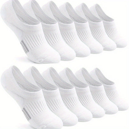 [6 Pairs No-Show Socks Cushioning] 6/12 Pairs of Women'S No-Show Socks Made from Cotton, Designed for Athletic Use with a Low Cut, Ankle Fit, And Non-Slip Features, Perfect for Running with Cushioning.