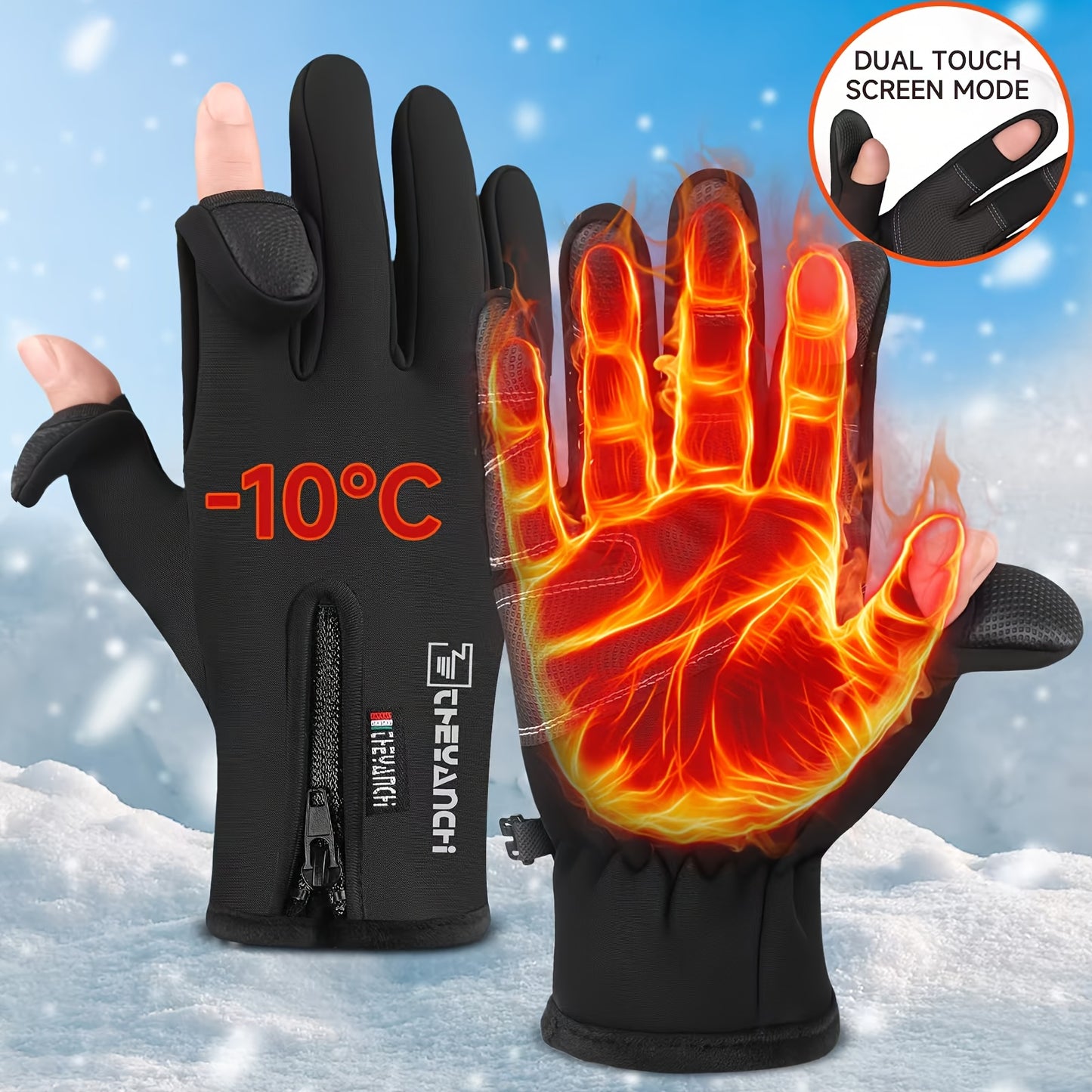 Unisex Warm Waterproof Touchscreen Gloves - Padded Non-slip Windproof Winter Gloves for Outdoor Sports