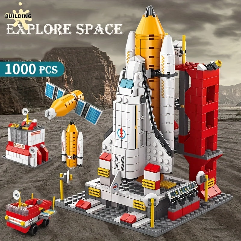 Space Plane Building Blocks Set - 1000pcs Rocket Launch Center Toy for Ages 7-12