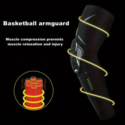 1pc Sports Arm Sleeve With Honeycomb Pad, Compression Elbow Support, Anti-Collision For Basketball Football Climbing Cycling, Outdoor Joint Protection Gear, Available In Black & White