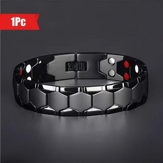 [Double Point Men's Magnet Bracelet] Rhinestone Double Point Men's Bracelet Magnet Detachable Hexagon Bracelet