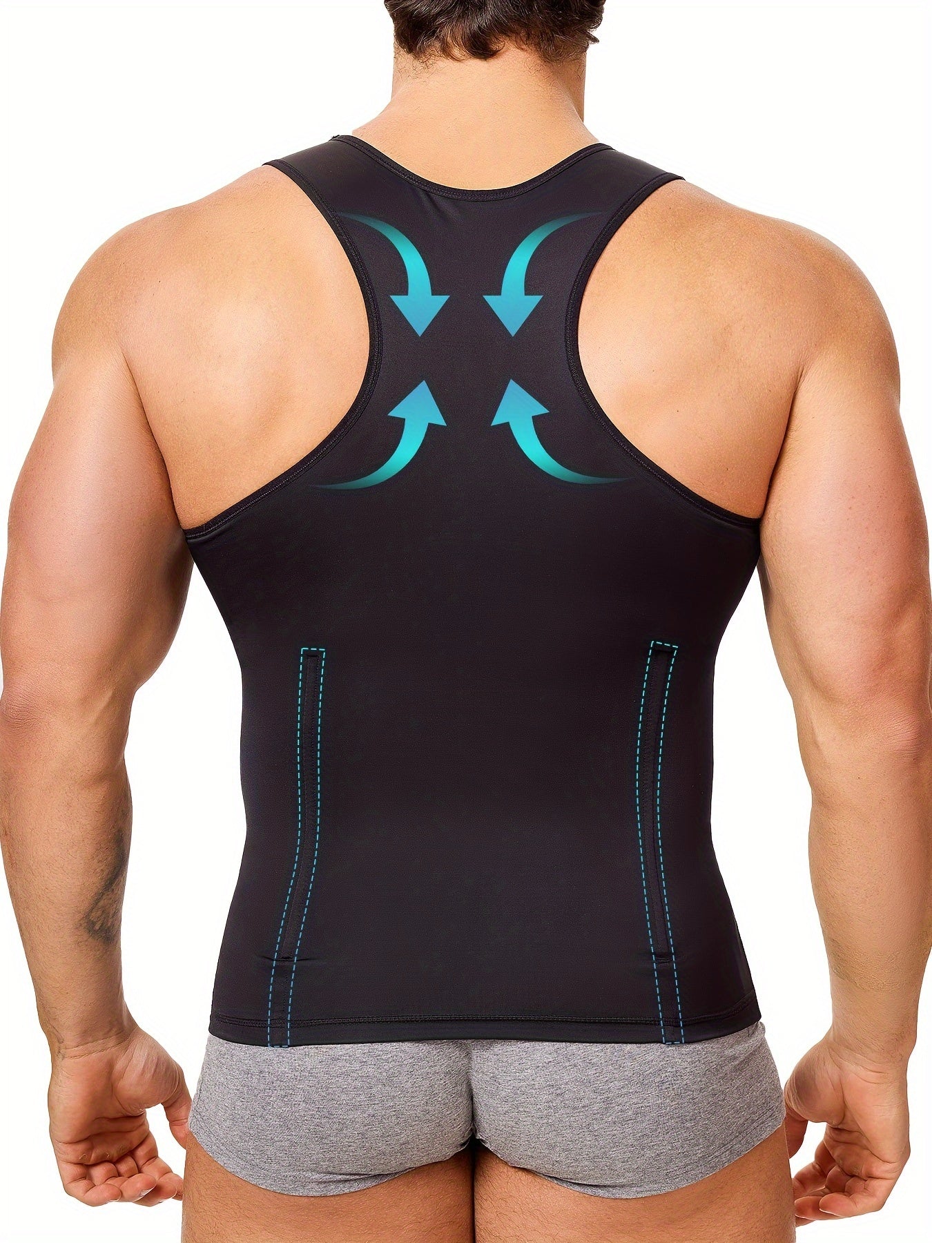 Adjustable Compression Vest For Back Support - Mens Shapewear With Hooks For Tummy Control And Body Shaping