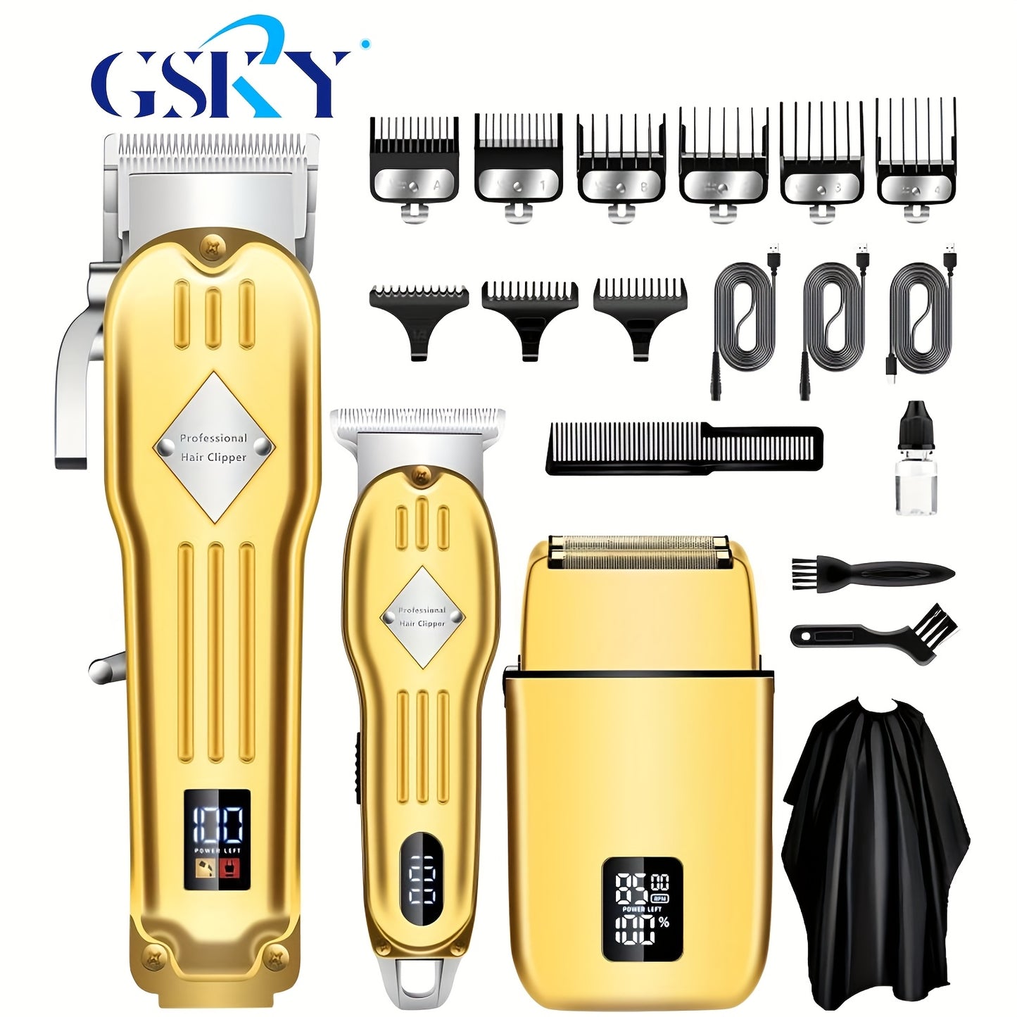 Cordless Mens Hair Clipper  Beard Trimmer - Rechargeable Grooming Set for Home  Barbershop