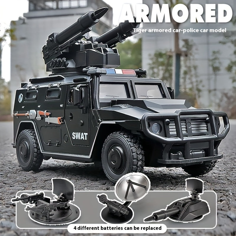 SWAT Armored Buggy Model - 124 Scale Pullback Police Vehicle Toy for Kids