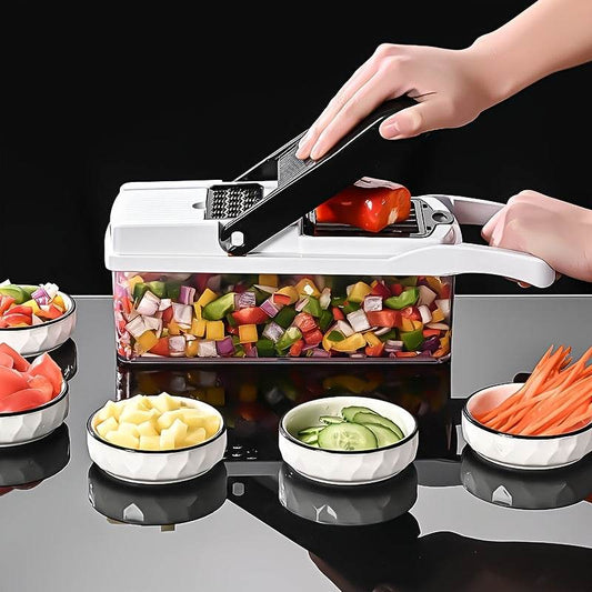 15pcs/Set Vegetable Chopper, Food Dicer & Cutter With Container For Potato, Salad, Veggie, Kitchen Cooking Gadgets Accessories, Hand Tools Stocking Stuffers For Family - ZOOMNSTORE