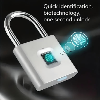 1pc Smart Fingerprint Padlock - Alloy Mini Biometric Security Lock with Quick Unlock, Anti-Theft Keyless Entry, USB Rechargeable Lithium Polymer Battery for Suitcase and Luggage