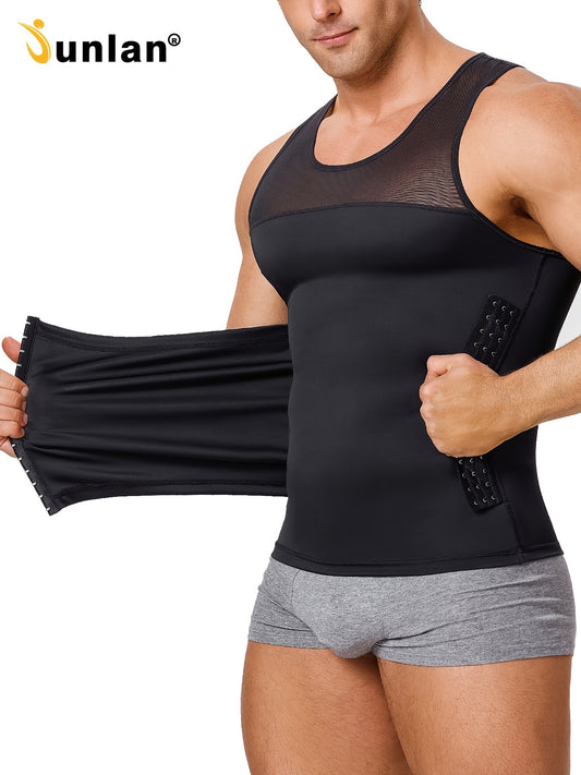 Adjustable Compression Vest For Back Support - Mens Shapewear With Hooks For Tummy Control And Body Shaping