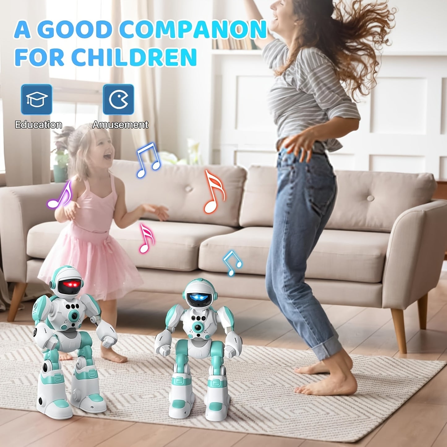 Interactive Robot Toy with Remote Control - Programmable Voice Recording Dance Gestures - USB Rechargeable Durable ABS - Great Gift for Kids