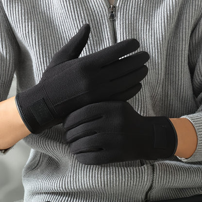 Mens Winter Cycling Gloves - Warm Velvet Windproof Touchscreen