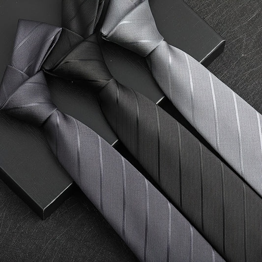 [1pc Retro Brief Tie For Men] 1pc Retro And Brief Style Tie, Black Gray Diagonal Striped Tie, For Men Suit Accessories, For Business Working Wedding Formal Occasions Good To Match