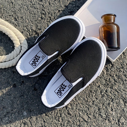 White Skateboarding Shoes - Slip-On Canvas Sneakers for Kids