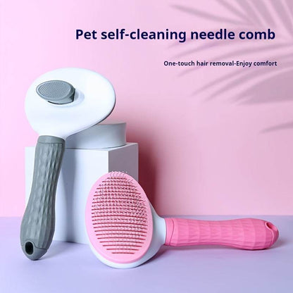 Easy One-Click Pet Hair Removal Brush - Gentle Grooming for Dogs & Cats - ZOOMNSTORE