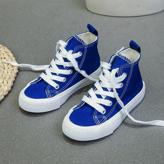 Unisex Korean Style Mid-Top Canvas Sneakers - Casual Childrens Athletic Shoes for SpringFall and Skateboarding