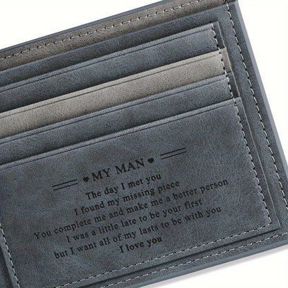 Faux Leather Bifold Wallet for Men - Gift-Ready with Box Ideal for Fathers Day and Special Occasions