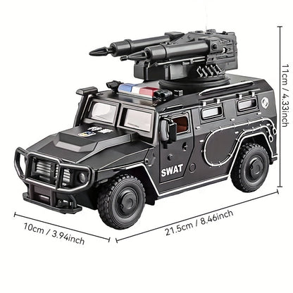 SWAT Armored Buggy Model - 124 Scale Pullback Police Vehicle Toy for Kids