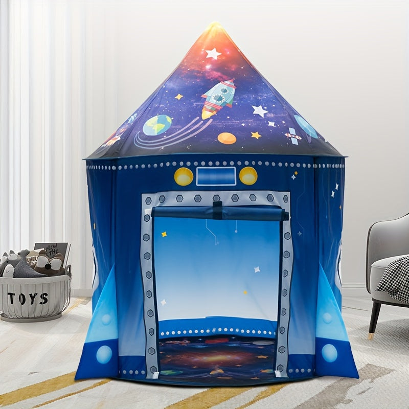 Kids Space-Themed Pop-Up Play Tent - Large Portable Outdoor Toy for Beach and Playtime