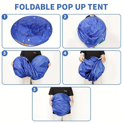 Kids Space-Themed Pop-Up Play Tent - Large Portable Outdoor Toy for Beach and Playtime