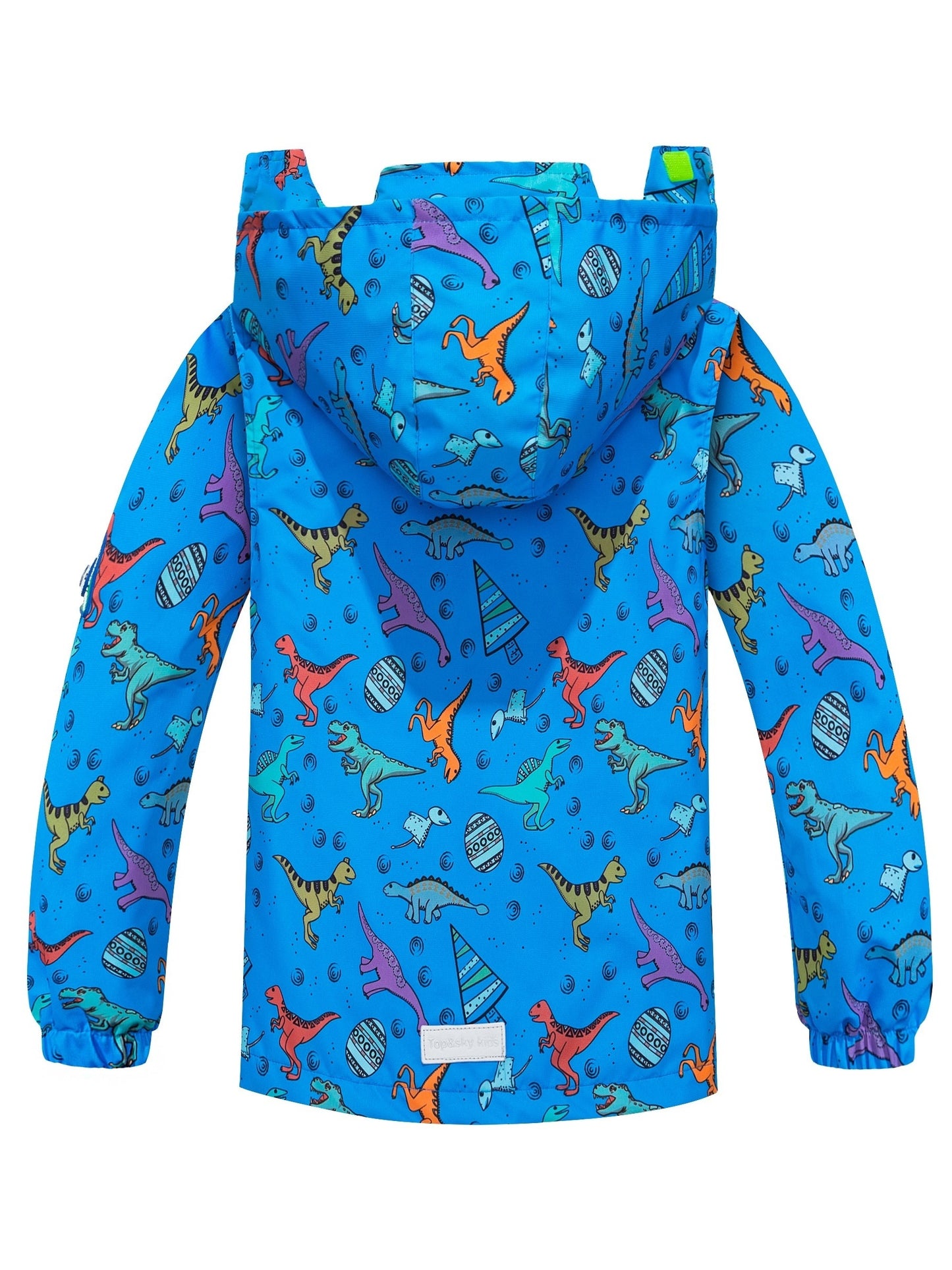 Waterproof Lightweight Boys Dinosaur Rain Jacket - Removable Hood Mesh Lined Hooded Raincoat Windbreaker for Kids