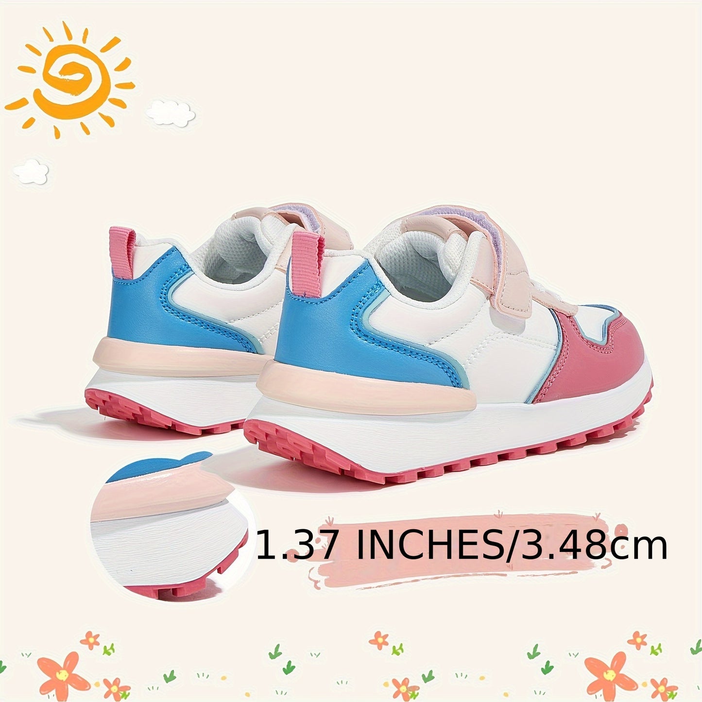 Breathable Non-Slip Sneakers for Kids - Fashionable Hook  Loop Storybook Design