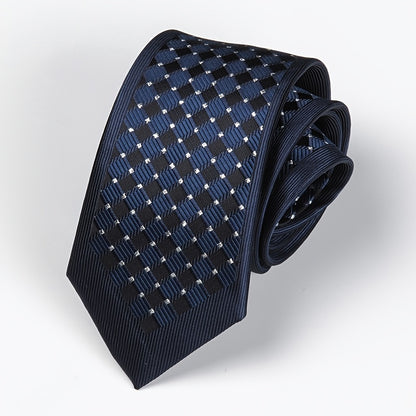 [One Sleek Black Striped Tie] LYTWLZK Sleek Black Striped Men's Tie - Polyester, Perfect for Business & Formal Occasions