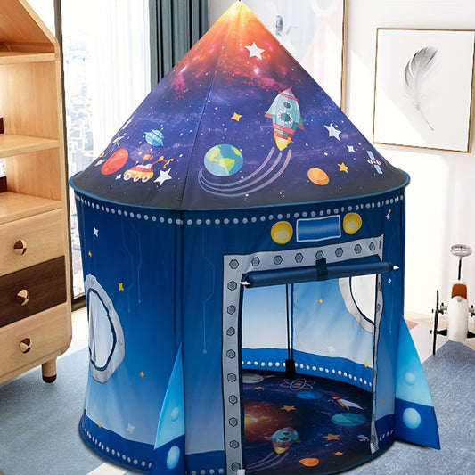 Kids Space-Themed Pop-Up Play Tent - Large Portable Outdoor Toy for Beach and Playtime