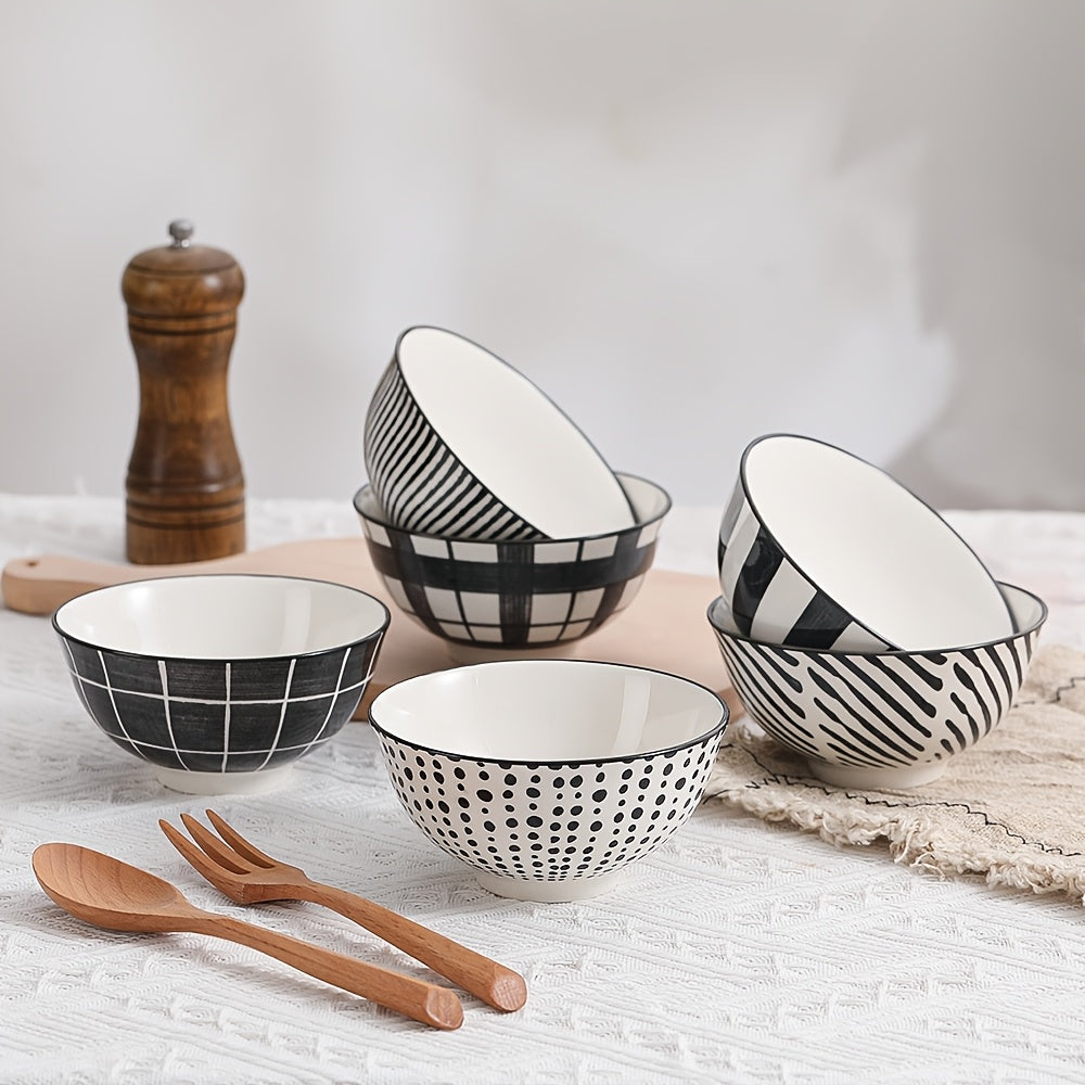 6pcs Microwave and Dishwasher Safe Japanese Porcelain Dessert Bowls Set - 4.75 Inch Ceramic Small Bowls, 10oz - Ideal for Family Gatherings, Parties, and Gift Giving