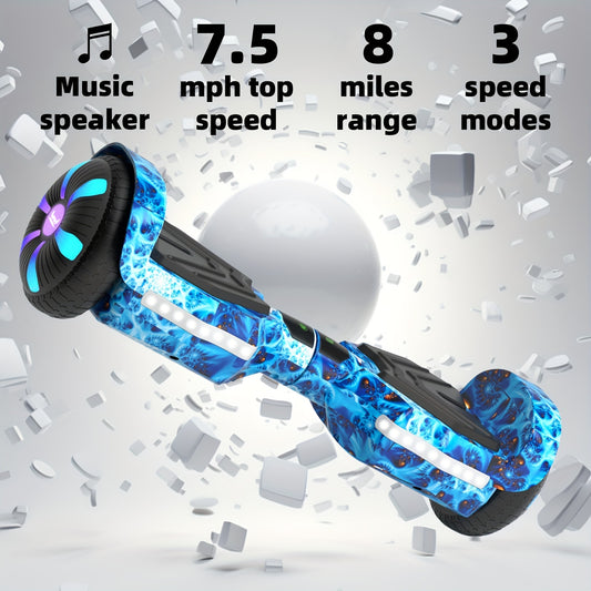 SIMATE Hoverboard - Self Balancing Scooter with Colorful LED Lights for Kids Teens and Adults