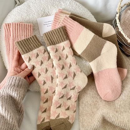 [4 Pairs Warm Socks] 4 Pairs of Thick Socks, Warm And Comfortable Terry Stockings, Women'S Stockings And Socks.