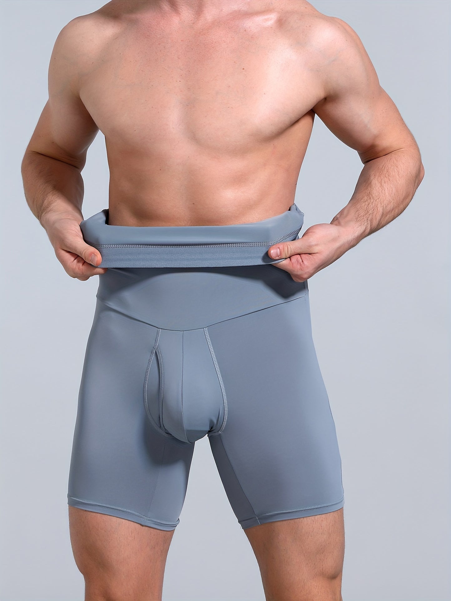 High Waist Tummy Control Shorts for Men - Slimming Body Shaper Briefs in Grey