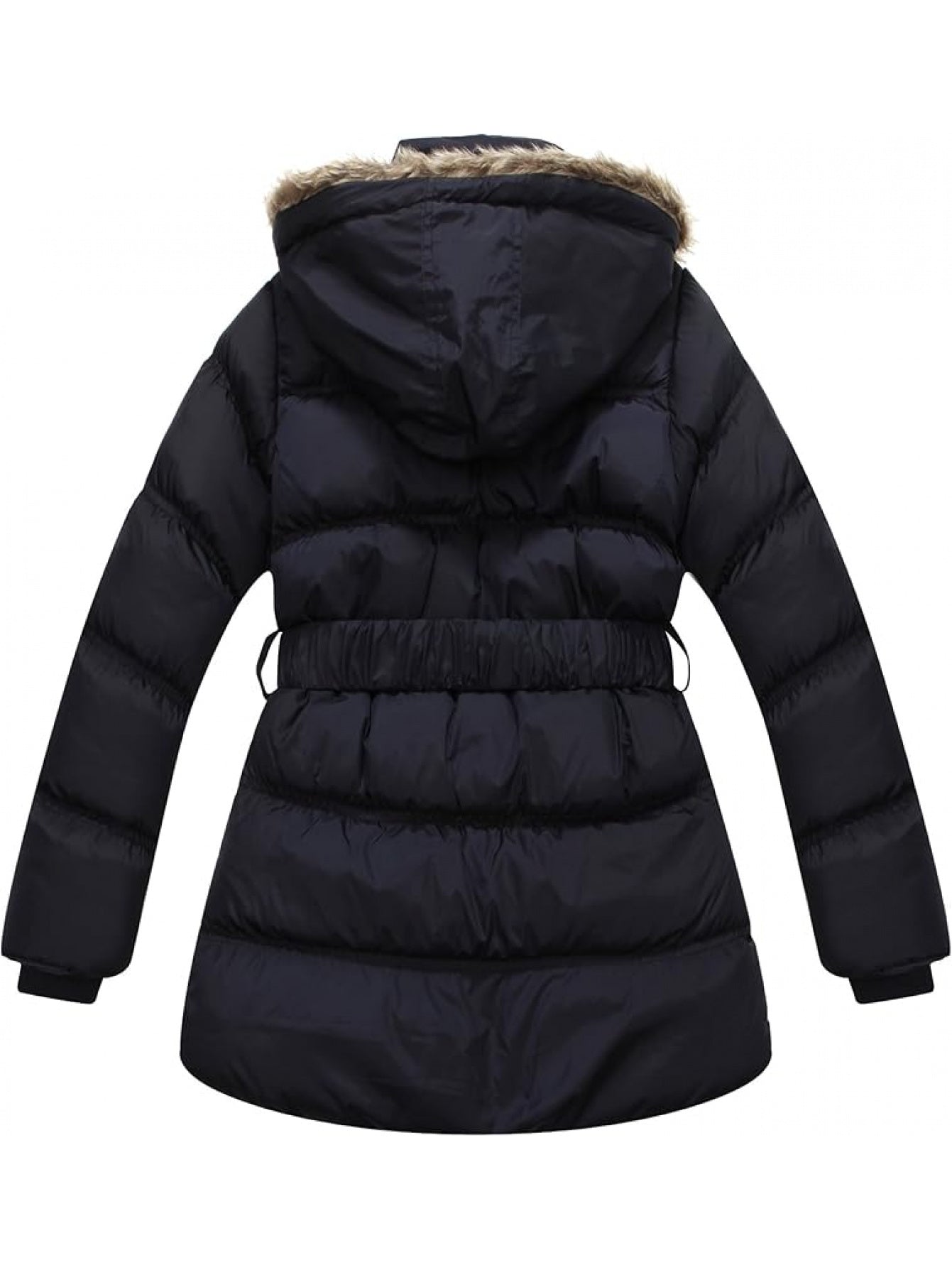 Cozy & Stylish Girls' Hooded Puffer Jacket - Soft, Warm Polyester with Mesh Lining, Machine Washable - Perfect for All Seasons