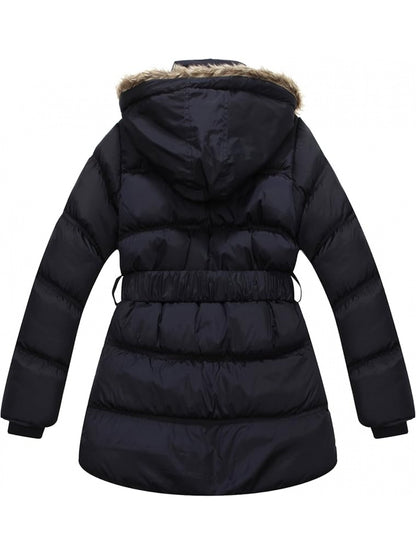 Cozy & Stylish Girls' Hooded Puffer Jacket - Soft, Warm Polyester with Mesh Lining, Machine Washable - Perfect for All Seasons