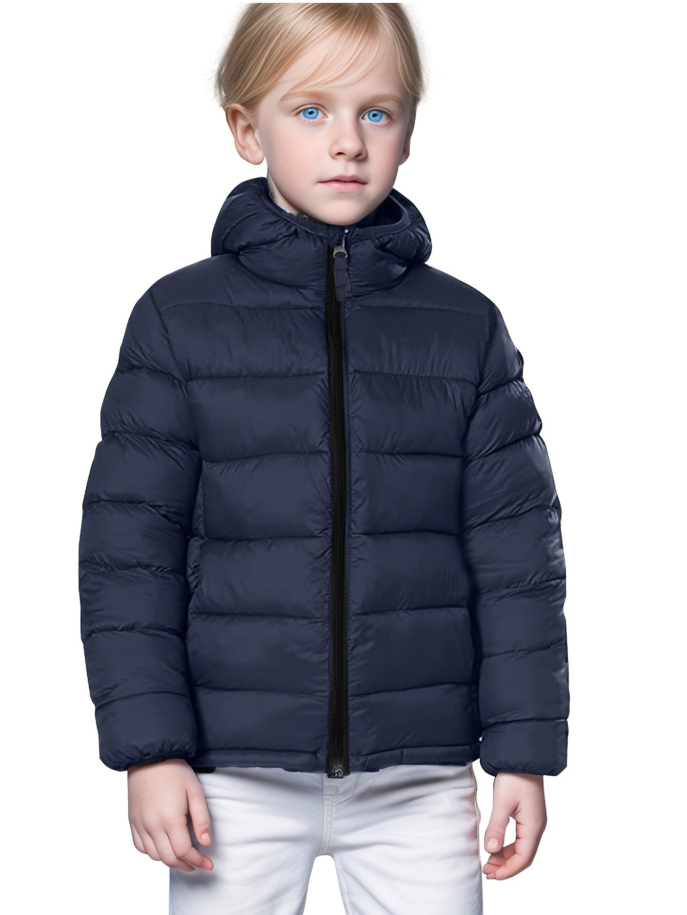 Cozy & Lightweight Youngsters' Hooded Jacket in Deep Blue - Warm, Windproof Winter Coat for Boys and Girls with Pockets